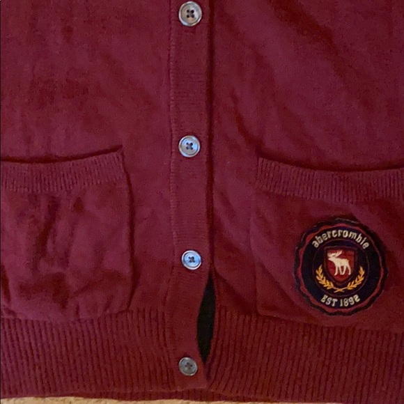 Abercrombie cardigan merlot xl preppy patch - Picture 5 of 13